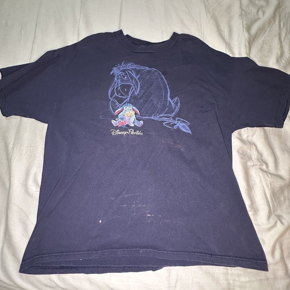 Vintage 90's Disney Florida Eeyore Embroidery Sketch T- Shirt XL Winnie The Pooh